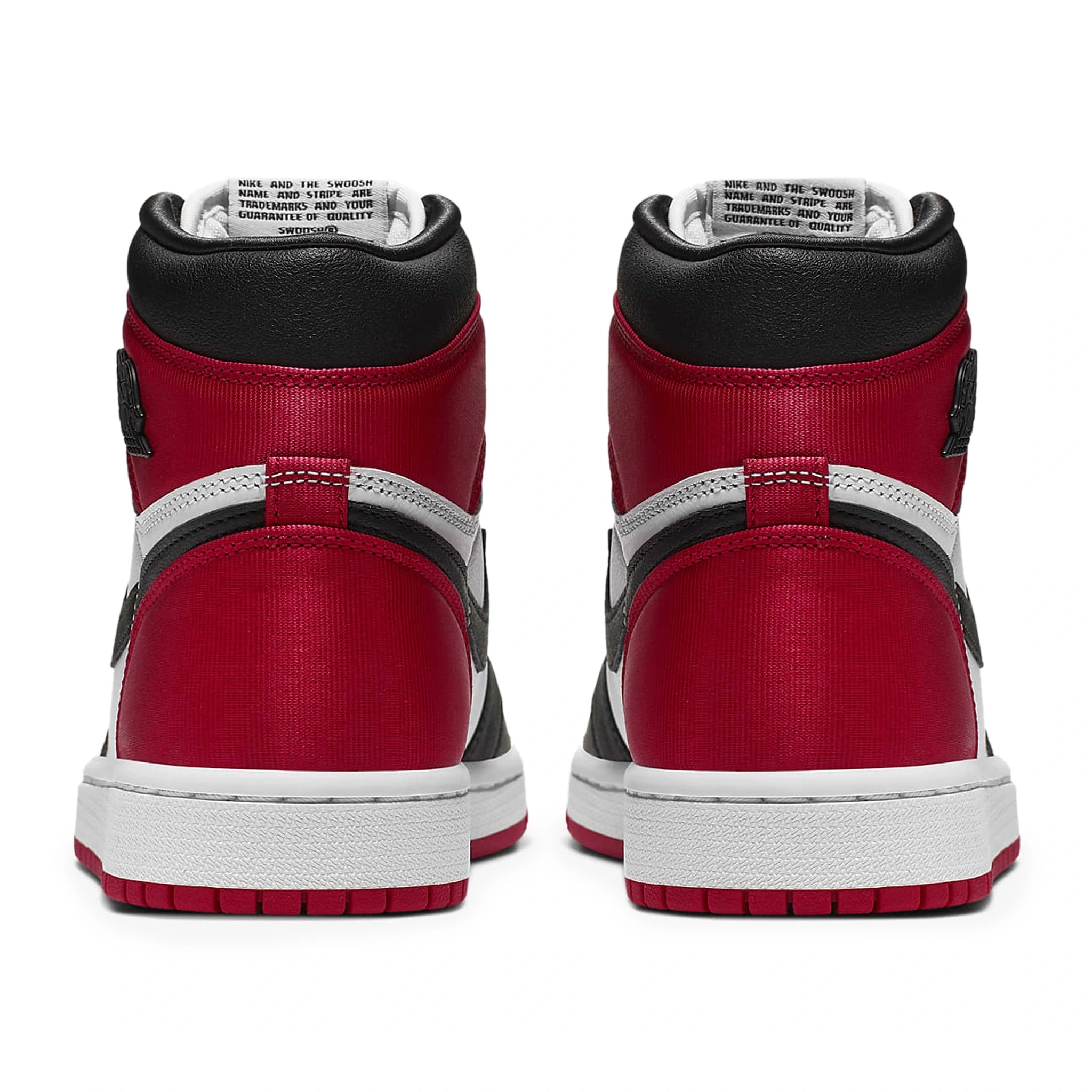 Back view of Air Jordan 1 Retro Satin Black Toe (W) CD0461-016